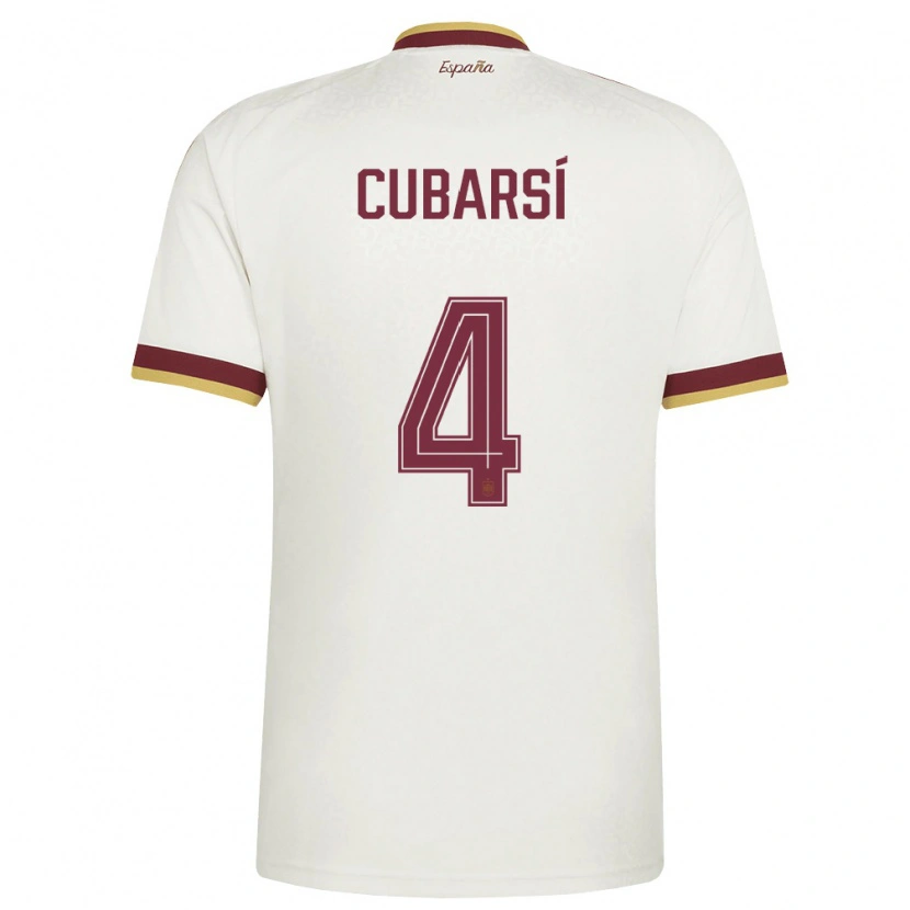 Danxen Mujer Camiseta España Pau Cubarsí #4 Marfil Borgoña 2ª Equipación 26-28 La Camisa