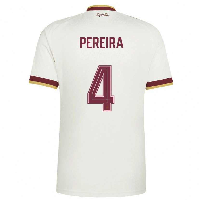 Danxen Mujer Camiseta España Andrea Pereira #4 Marfil Borgoña 2ª Equipación 26-28 La Camisa