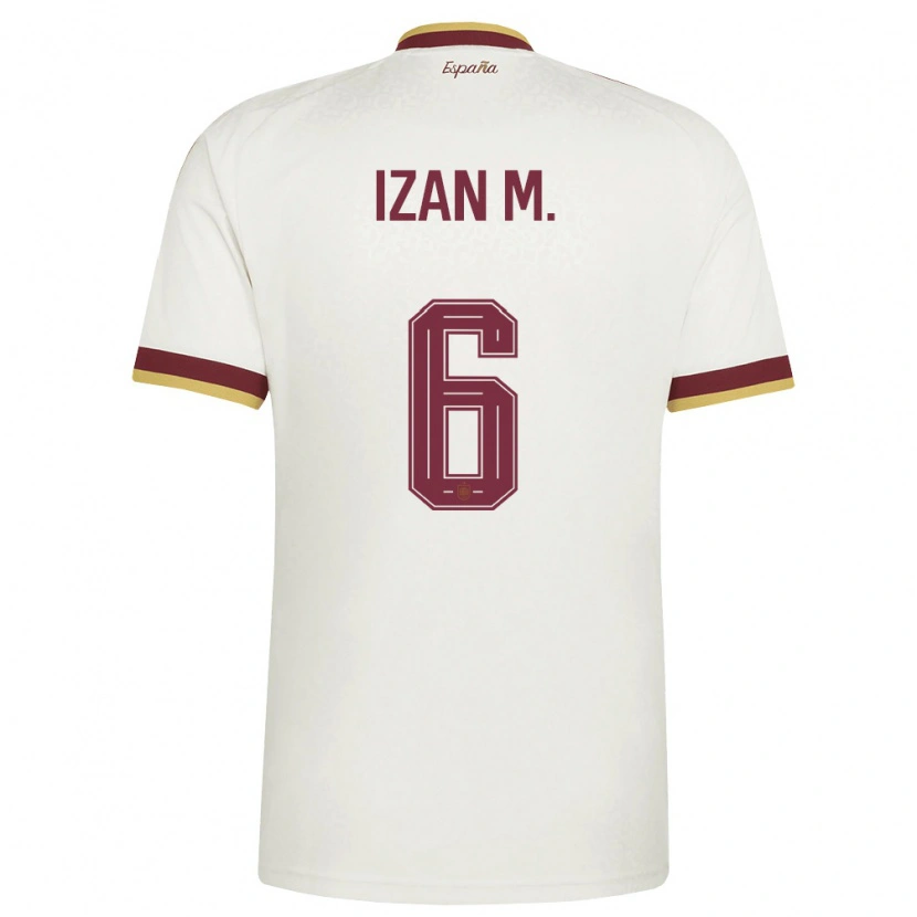 Danxen Mujer Camiseta España Izan Merino #6 Marfil Borgoña 2ª Equipación 26-28 La Camisa