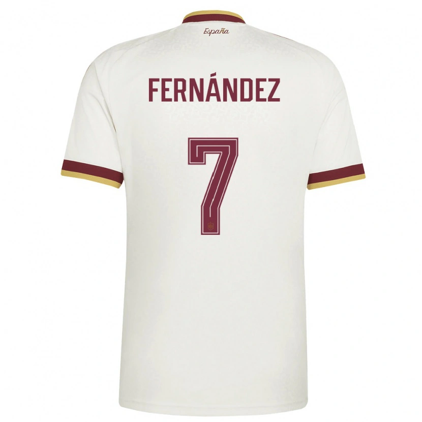 Danxen Mujer Camiseta España Dani Fernández #7 Marfil Borgoña 2ª Equipación 26-28 La Camisa