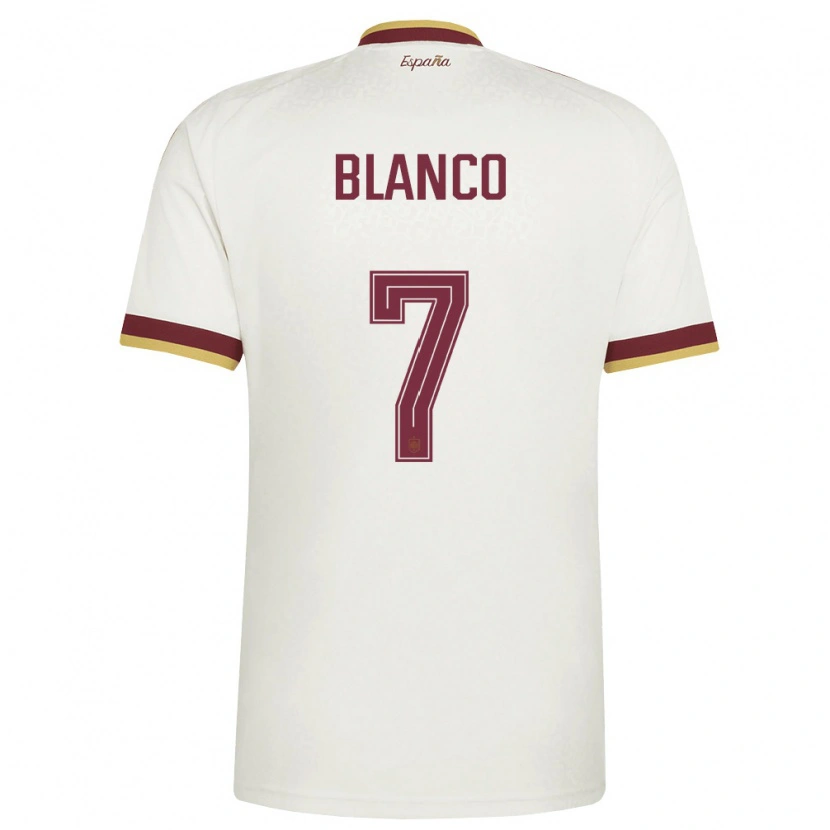 Danxen Mujer Camiseta España Fabio Blanco #7 Marfil Borgoña 2ª Equipación 26-28 La Camisa