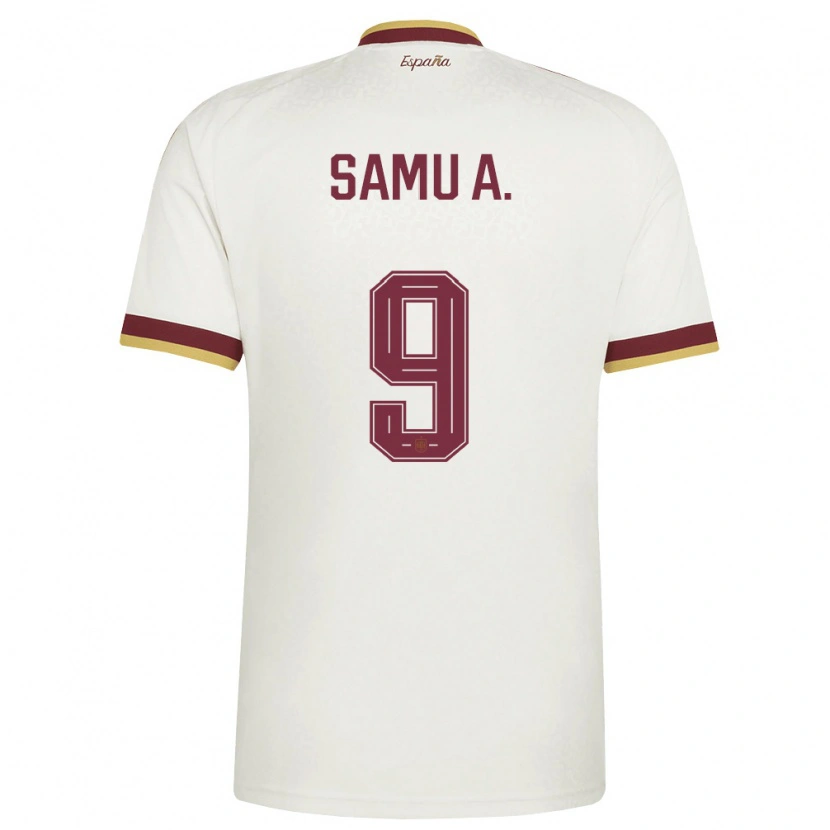 Danxen Mujer Camiseta España Samu Aghehowa #9 Marfil Borgoña 2ª Equipación 26-28 La Camisa