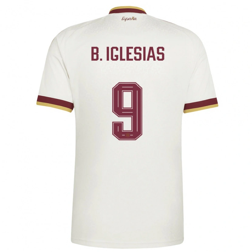 Danxen Mujer Camiseta España Borja Iglesias #9 Marfil Borgoña 2ª Equipación 26-28 La Camisa