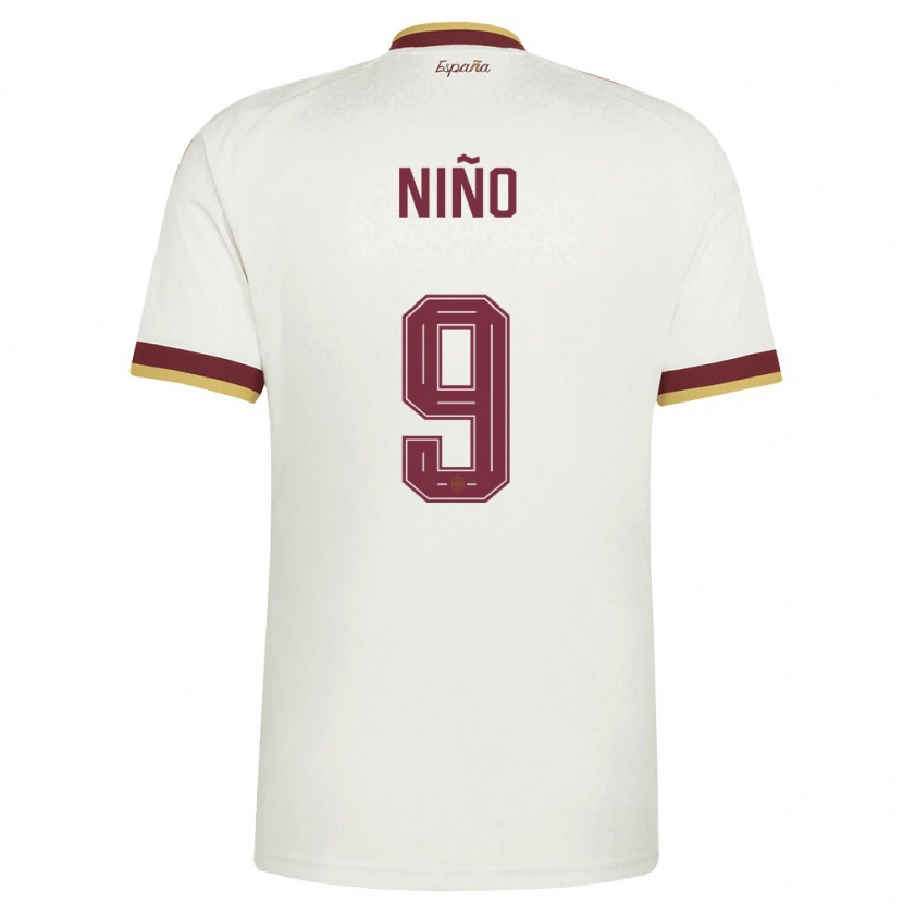 Danxen Mujer Camiseta España Adrián Niño #9 Marfil Borgoña 2ª Equipación 26-28 La Camisa