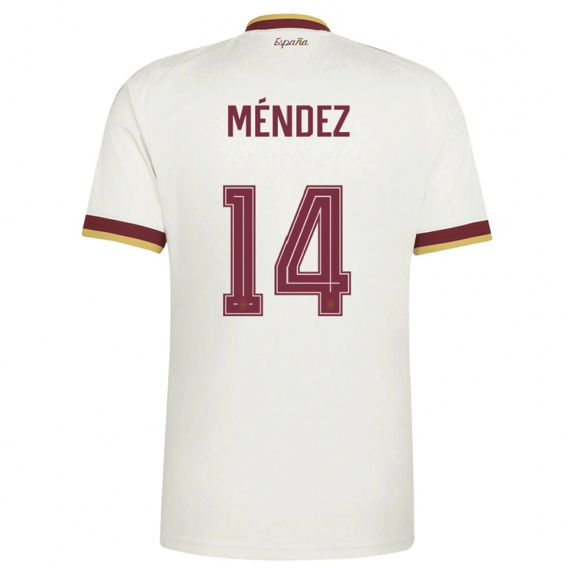 Danxen Mujer Camiseta España Maria Mendez #14 Marfil Borgoña 2ª Equipación 26-28 La Camisa
