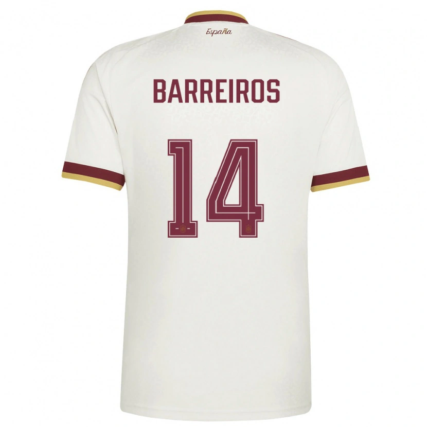 Danxen Mujer Camiseta España Iago Barreiros #14 Marfil Borgoña 2ª Equipación 26-28 La Camisa