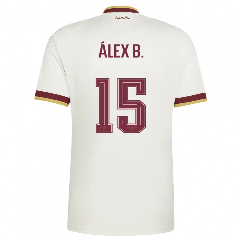 Danxen Mujer Camiseta España Álex Baena #15 Marfil Borgoña 2ª Equipación 26-28 La Camisa