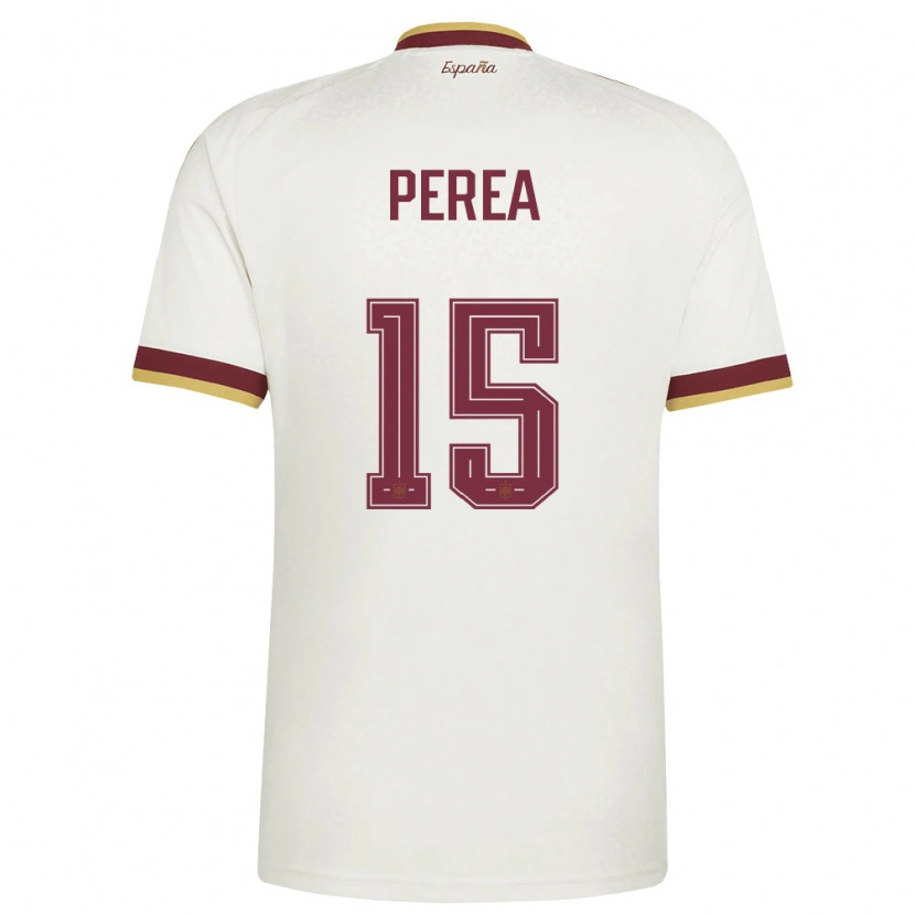 Danxen Mujer Camiseta España Cristian Perea #15 Marfil Borgoña 2ª Equipación 26-28 La Camisa