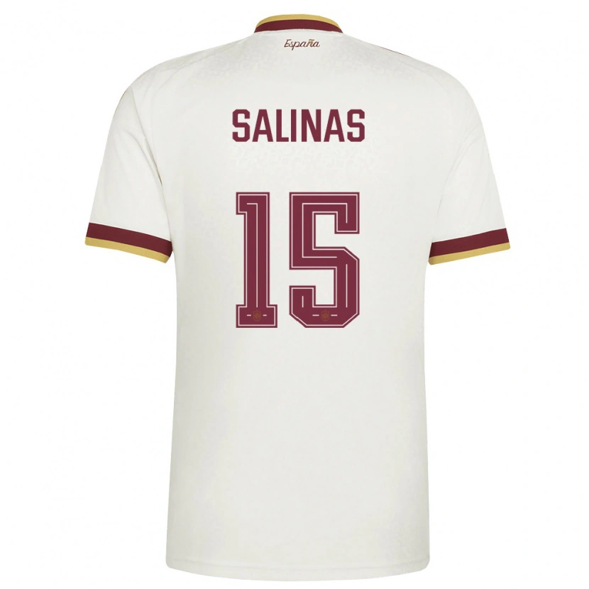 Danxen Mujer Camiseta España Jorge Salinas #15 Marfil Borgoña 2ª Equipación 26-28 La Camisa