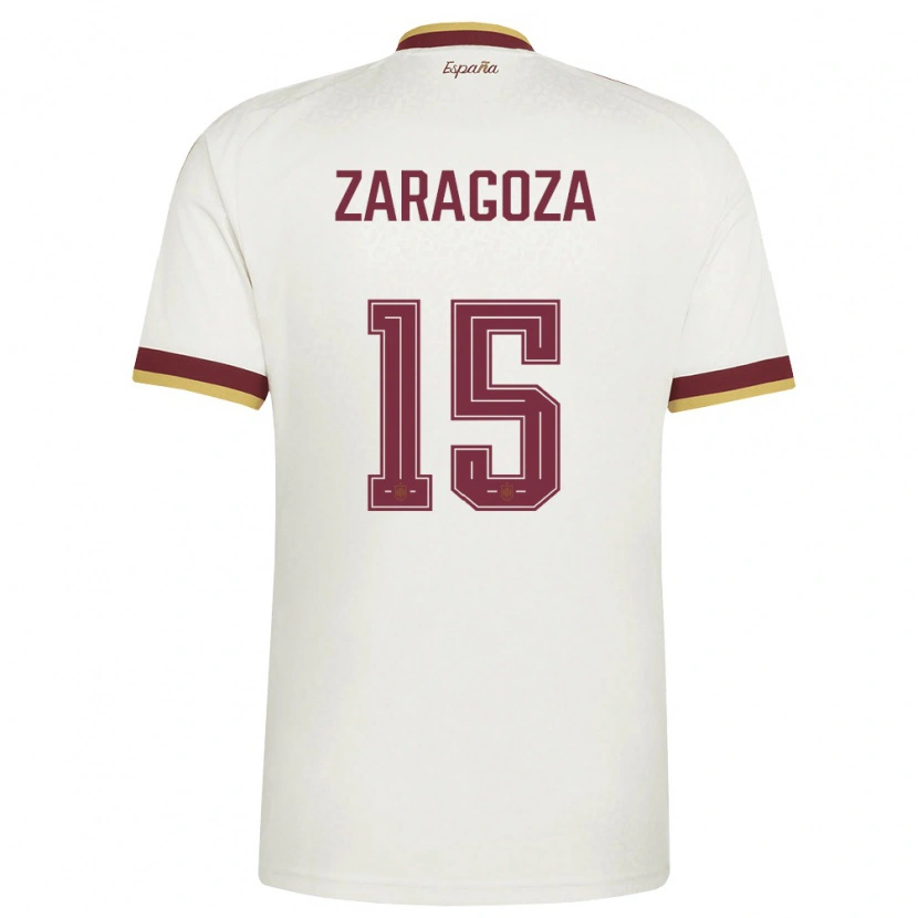 Danxen Mujer Camiseta España Bryan Zaragoza #15 Marfil Borgoña 2ª Equipación 26-28 La Camisa