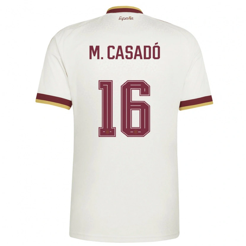 Danxen Mujer Camiseta España Marc Casadó #16 Marfil Borgoña 2ª Equipación 26-28 La Camisa