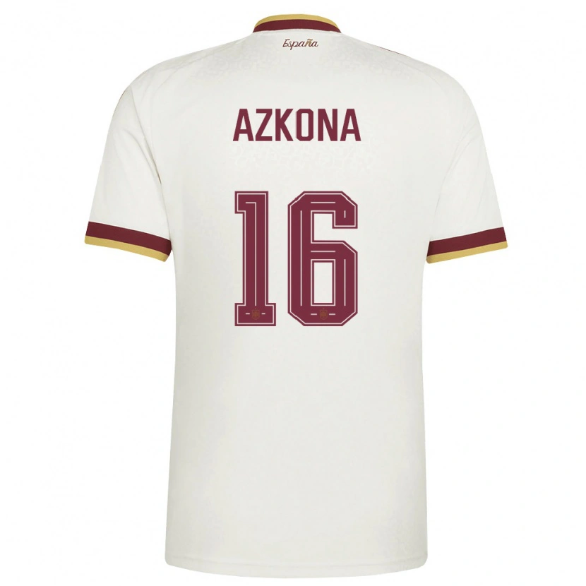 Danxen Mujer Camiseta España Ane Azkona #16 Marfil Borgoña 2ª Equipación 26-28 La Camisa