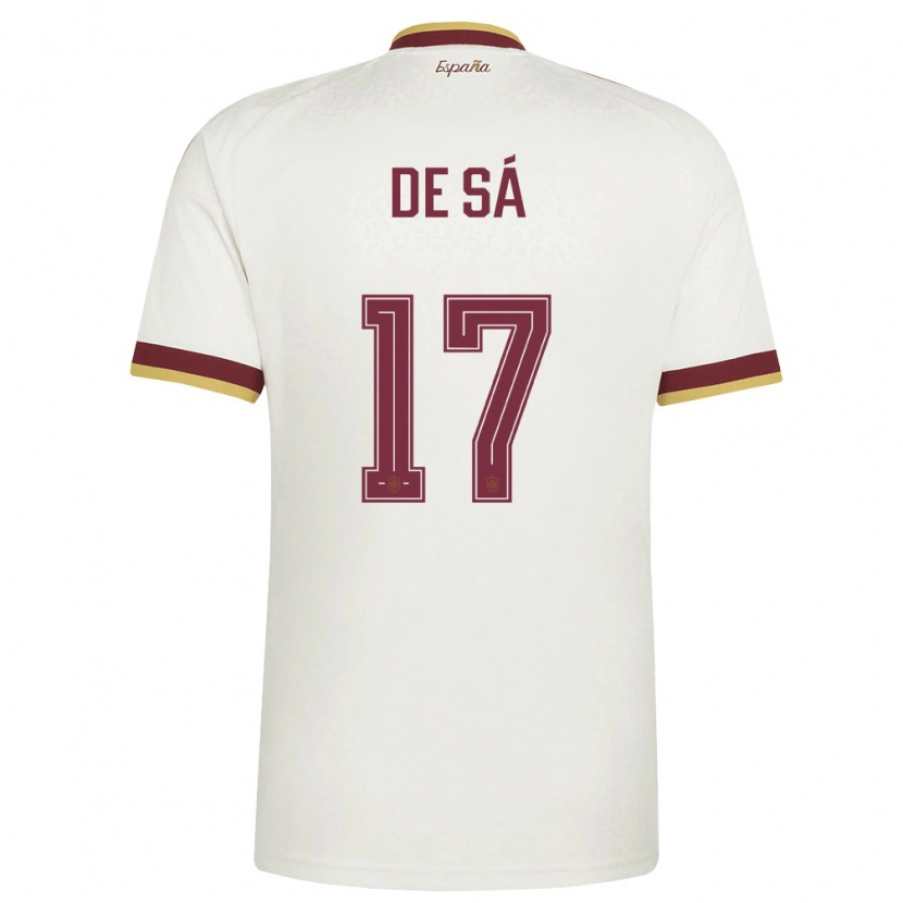 Danxen Mujer Camiseta España Rubén De Sá #17 Marfil Borgoña 2ª Equipación 26-28 La Camisa