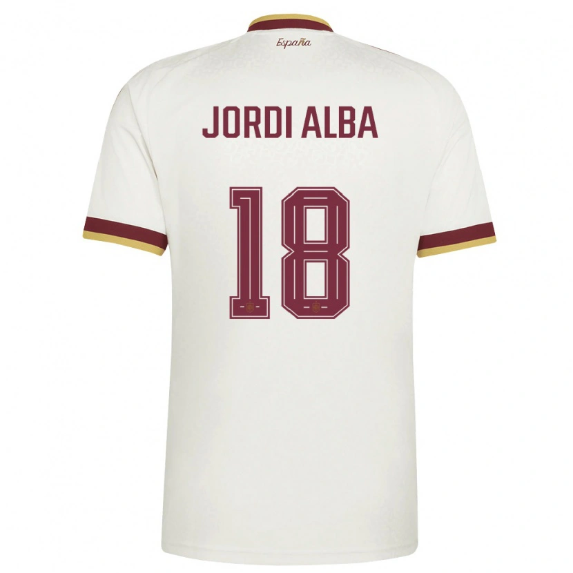 Danxen Mujer Camiseta España Jordi Alba #18 Marfil Borgoña 2ª Equipación 26-28 La Camisa