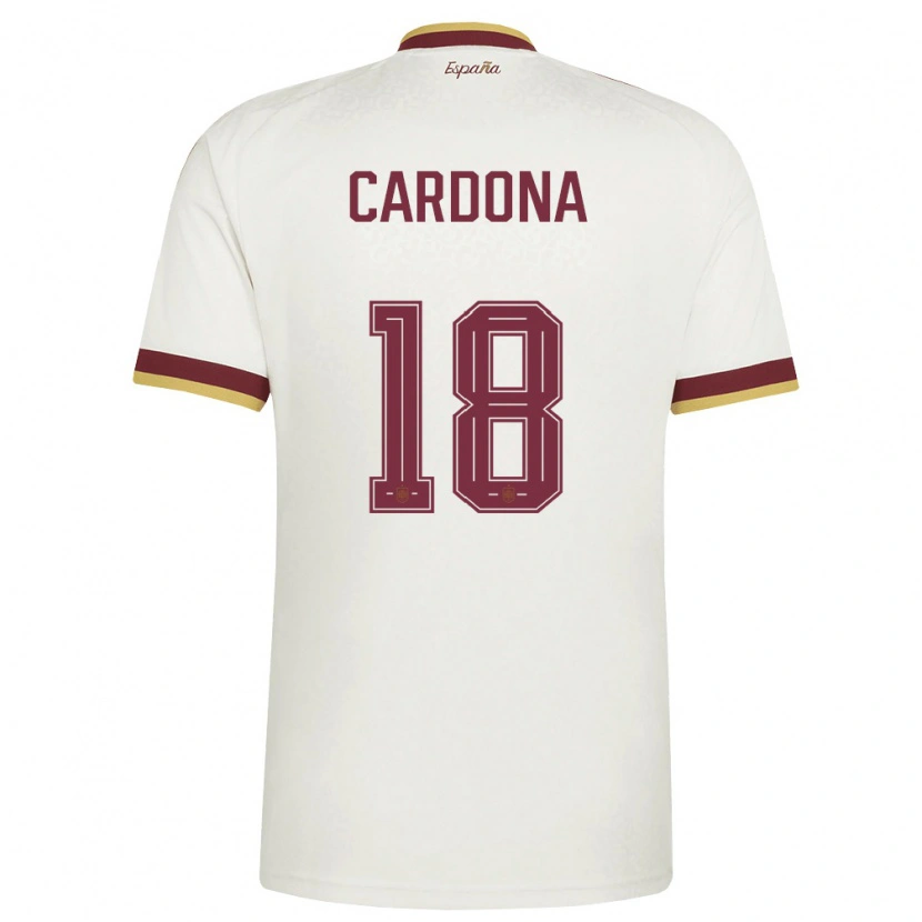 Danxen Mujer Camiseta España Marta Cardona #18 Marfil Borgoña 2ª Equipación 26-28 La Camisa