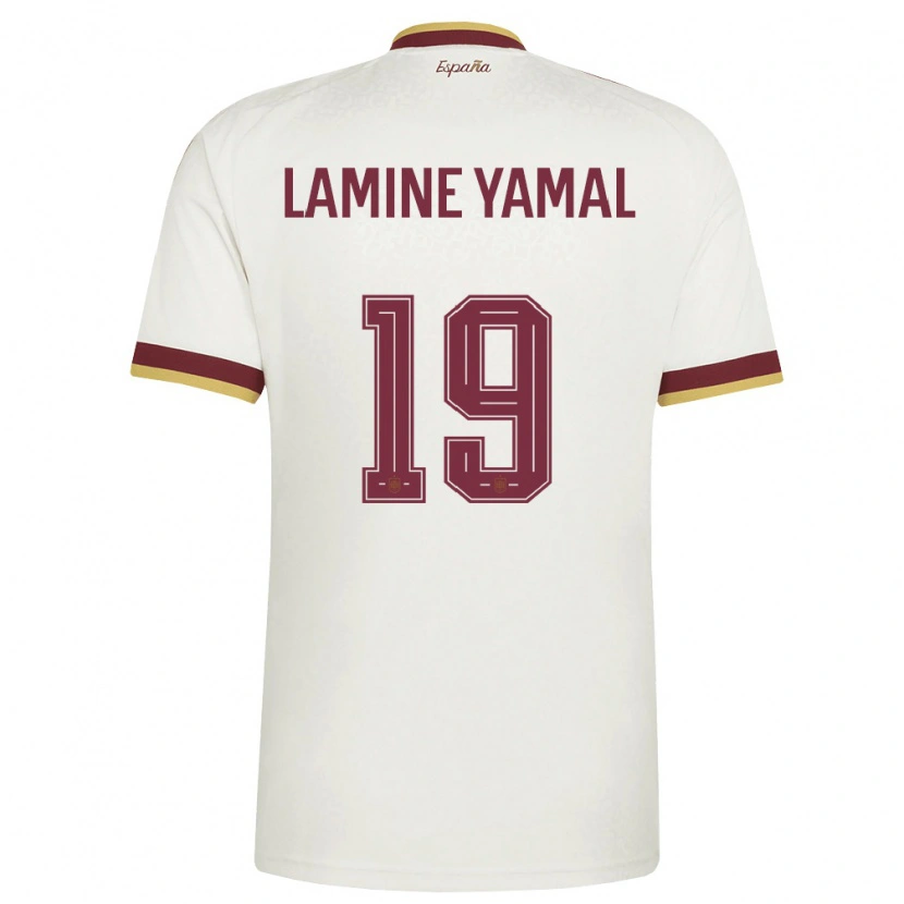 Danxen Mujer Camiseta España Lamine Yamal #19 Marfil Borgoña 2ª Equipación 26-28 La Camisa