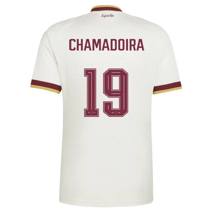 Danxen Mujer Camiseta España Hugo Chamadoira #19 Marfil Borgoña 2ª Equipación 26-28 La Camisa