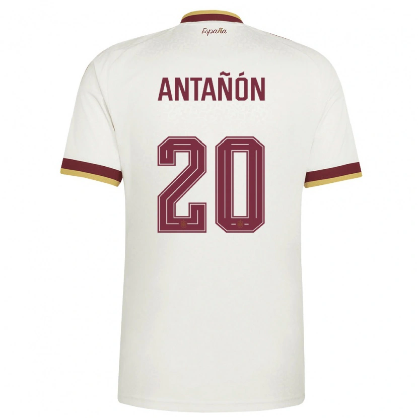 Danxen Mujer Camiseta España Andrés Antañón #20 Marfil Borgoña 2ª Equipación 26-28 La Camisa