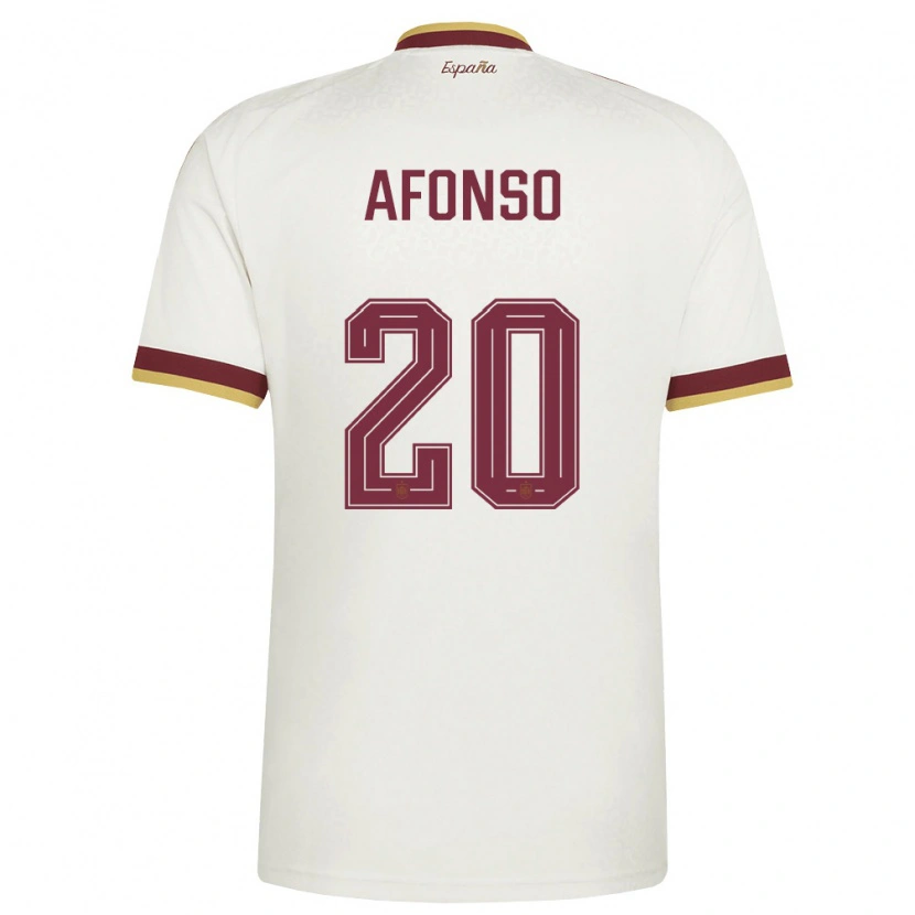 Danxen Mujer Camiseta España Nicolás Afonso #20 Marfil Borgoña 2ª Equipación 26-28 La Camisa