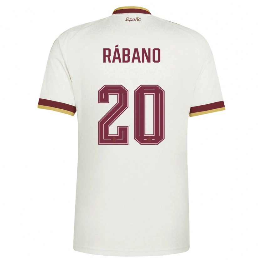Danxen Mujer Camiseta España Nuria Rabano #20 Marfil Borgoña 2ª Equipación 26-28 La Camisa