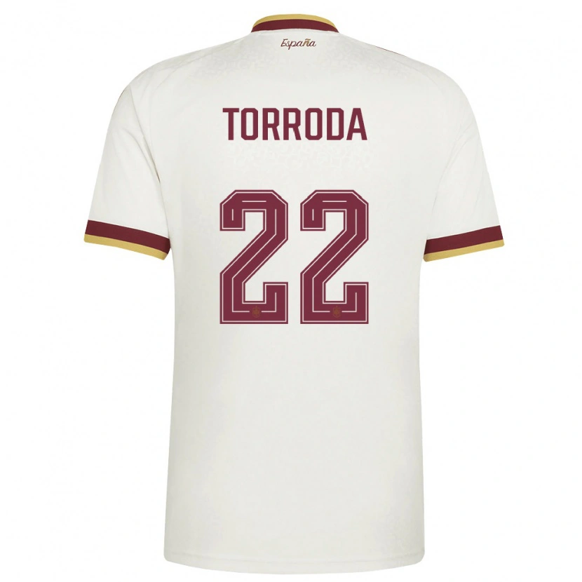 Danxen Mujer Camiseta España Anna Torroda #22 Marfil Borgoña 2ª Equipación 26-28 La Camisa