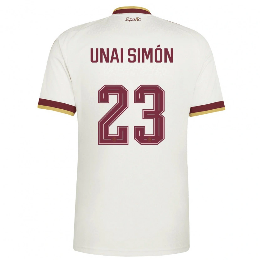 Danxen Mujer Camiseta España Unai Simón #23 Marfil Borgoña 2ª Equipación 26-28 La Camisa