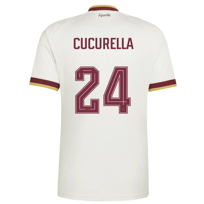 Danxen Mujer Camiseta España Marc Cucurella #24 Marfil Borgoña 2ª Equipación 26-28 La Camisa
