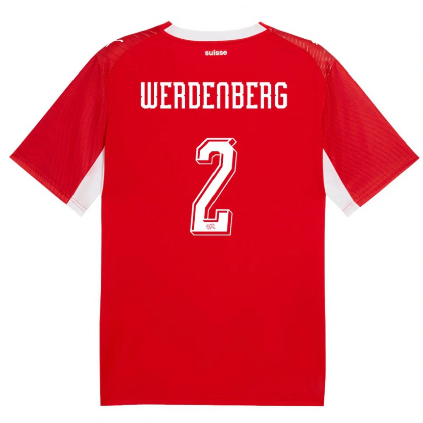 Danxen Niño Camiseta Suiza Julien Werdenberg #2 Rojo Blanco 1ª Equipación 26-28 La Camisa
