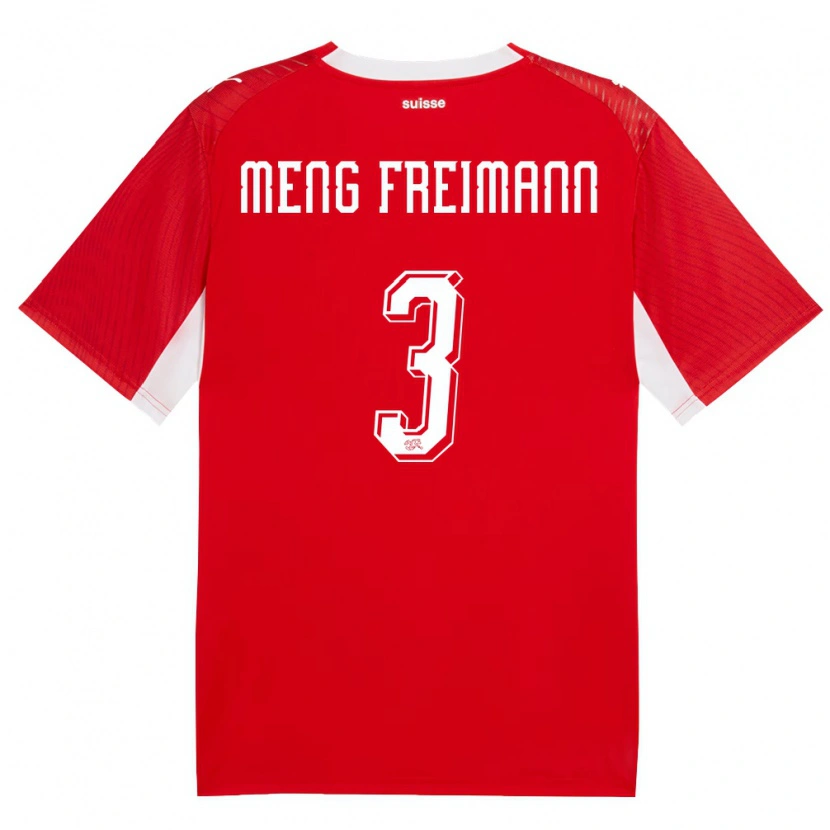 Danxen Niño Camiseta Suiza Bung Meng Freimann #3 Rojo Blanco 1ª Equipación 26-28 La Camisa