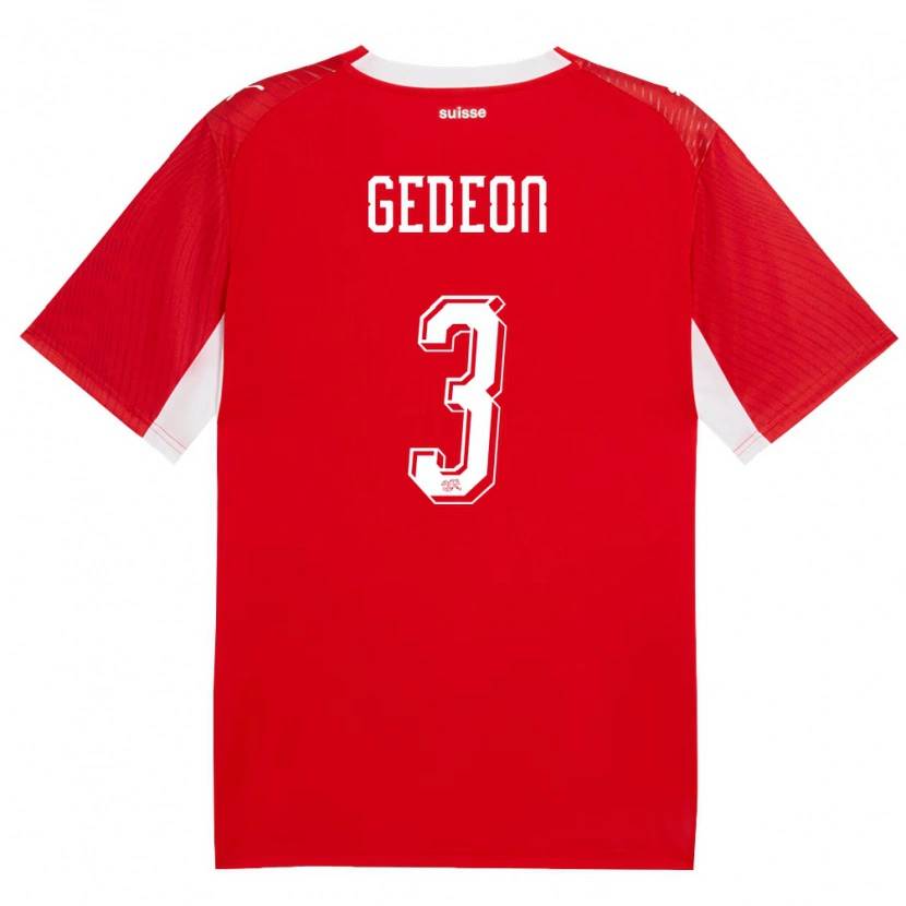 Danxen Niño Camiseta Suiza Ramon Gedeon #3 Rojo Blanco 1ª Equipación 26-28 La Camisa