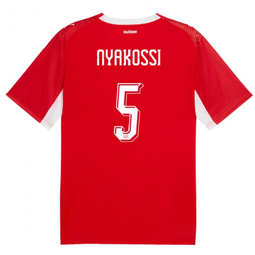 Danxen Niño Camiseta Suiza Roggerio Nyakossi #5 Rojo Blanco 1ª Equipación 26-28 La Camisa