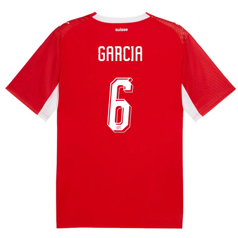 Danxen Niño Camiseta Suiza Ulisses Garcia #6 Rojo Blanco 1ª Equipación 26-28 La Camisa