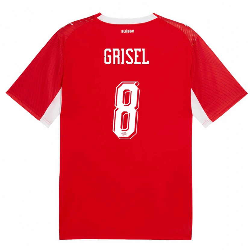 Danxen Niño Camiseta Suiza Arno Grisel #8 Rojo Blanco 1ª Equipación 26-28 La Camisa