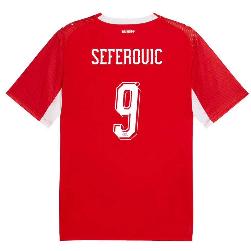 Danxen Niño Camiseta Suiza Haris Seferovic #9 Rojo Blanco 1ª Equipación 26-28 La Camisa