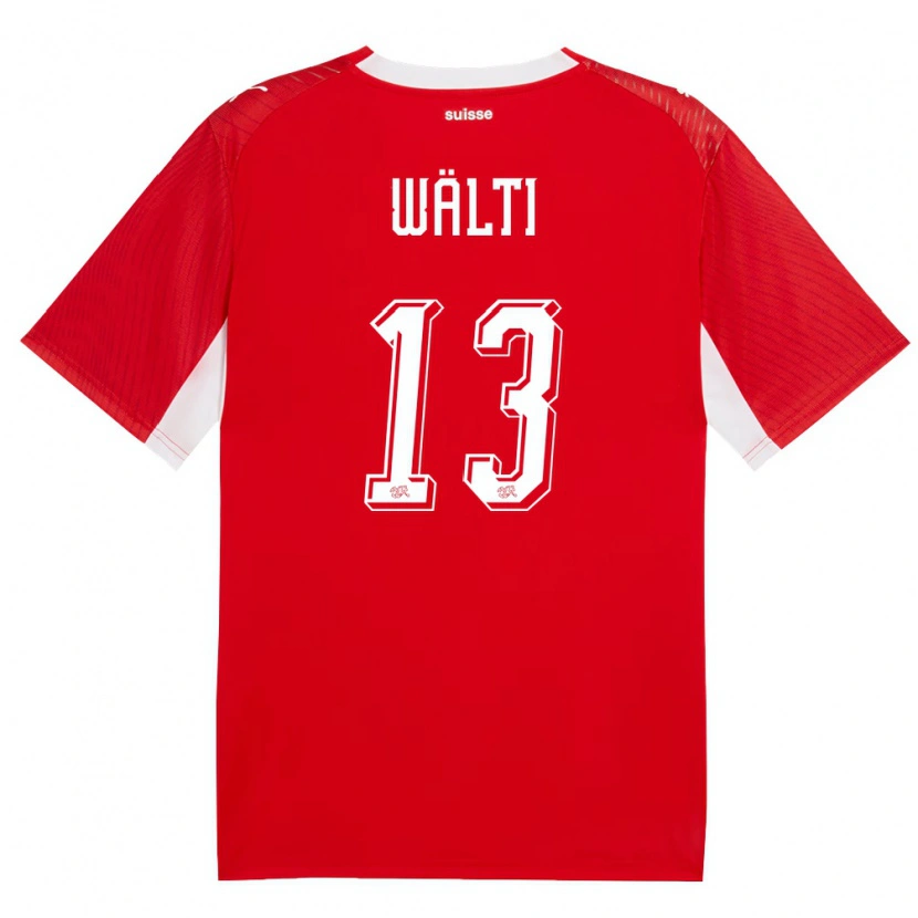 Danxen Niño Camiseta Suiza Lia Walti #13 Rojo Blanco 1ª Equipación 26-28 La Camisa
