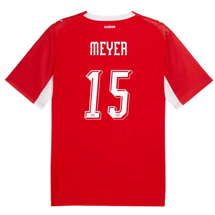 Danxen Niño Camiseta Suiza Leny Meyer #15 Rojo Blanco 1ª Equipación 26-28 La Camisa