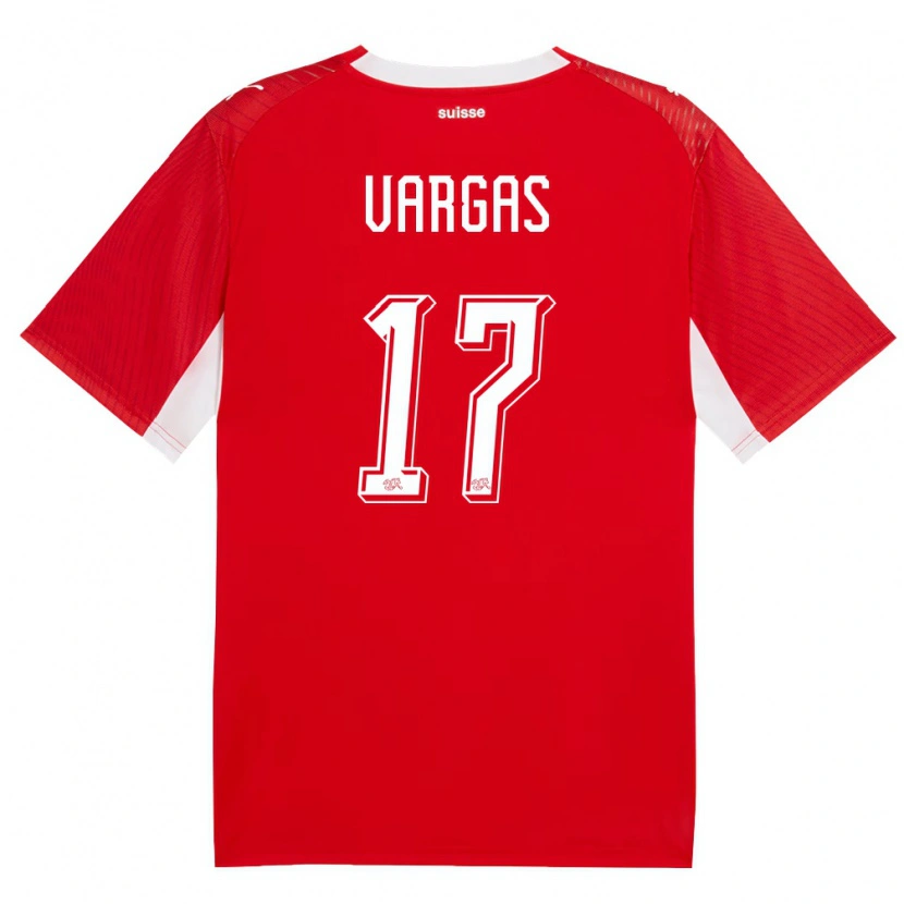 Danxen Niño Camiseta Suiza Rubén Vargas #17 Rojo Blanco 1ª Equipación 26-28 La Camisa