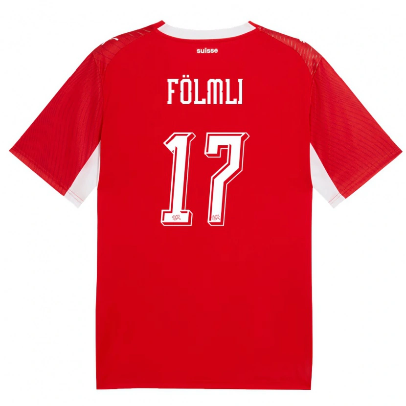 Danxen Niño Camiseta Suiza Svenja Folmli #17 Rojo Blanco 1ª Equipación 26-28 La Camisa