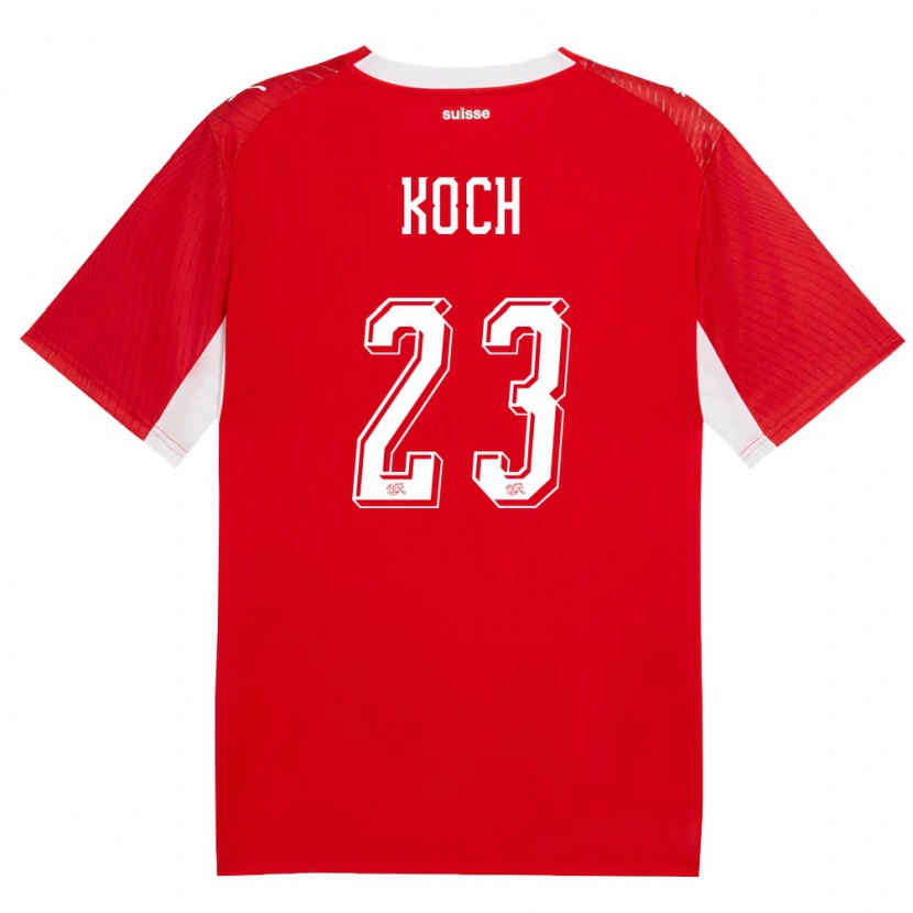 Danxen Niño Camiseta Suiza Cédric Koch #23 Rojo Blanco 1ª Equipación 26-28 La Camisa