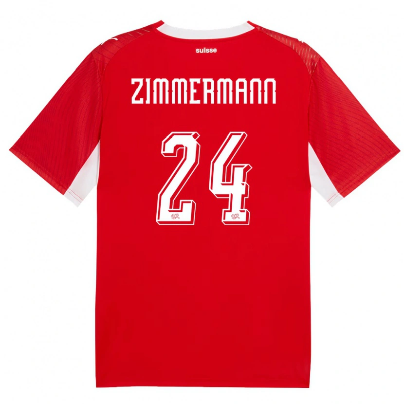 Danxen Niño Camiseta Suiza Mio Zimmermann #24 Rojo Blanco 1ª Equipación 26-28 La Camisa