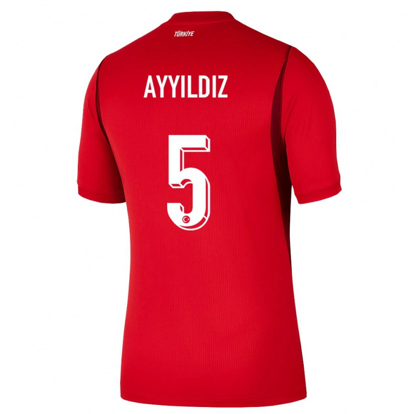 Danxen Niño Camiseta Turquía Eymen Ayyıldız #5 Rojo Borgoña 1ª Equipación 26-28 La Camisa