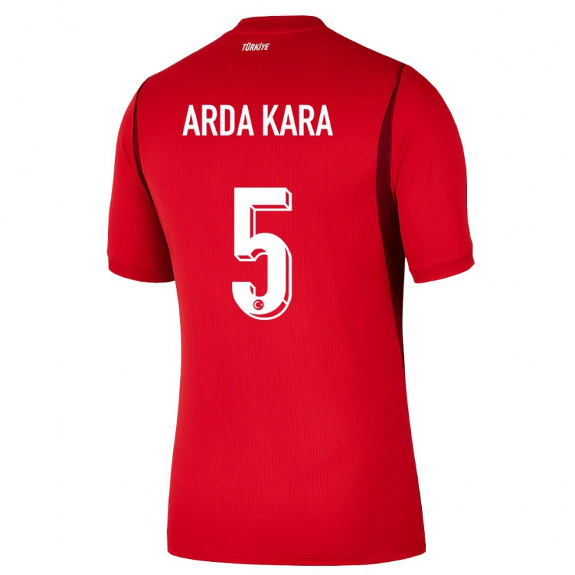Danxen Niño Camiseta Turquía Ömer Arda Kara #5 Rojo Borgoña 1ª Equipación 26-28 La Camisa