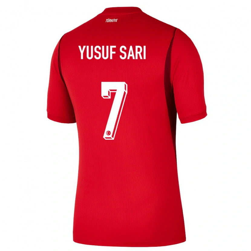 Danxen Niño Camiseta Turquía Yusuf Sarı #7 Rojo Borgoña 1ª Equipación 26-28 La Camisa