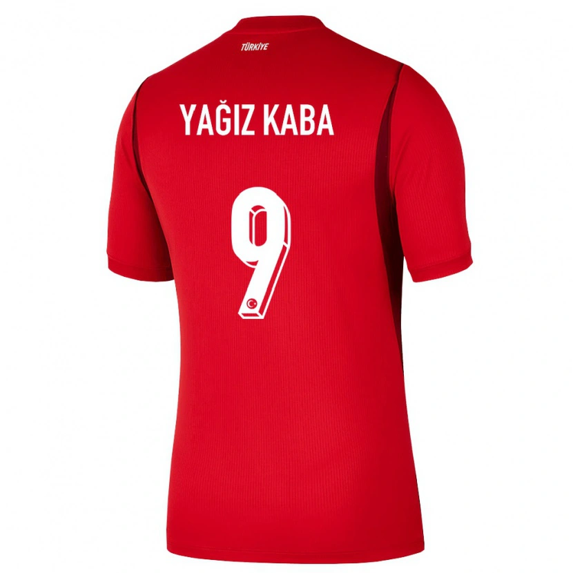 Danxen Niño Camiseta Turquía Umut Yağız Kaba #9 Rojo Borgoña 1ª Equipación 26-28 La Camisa