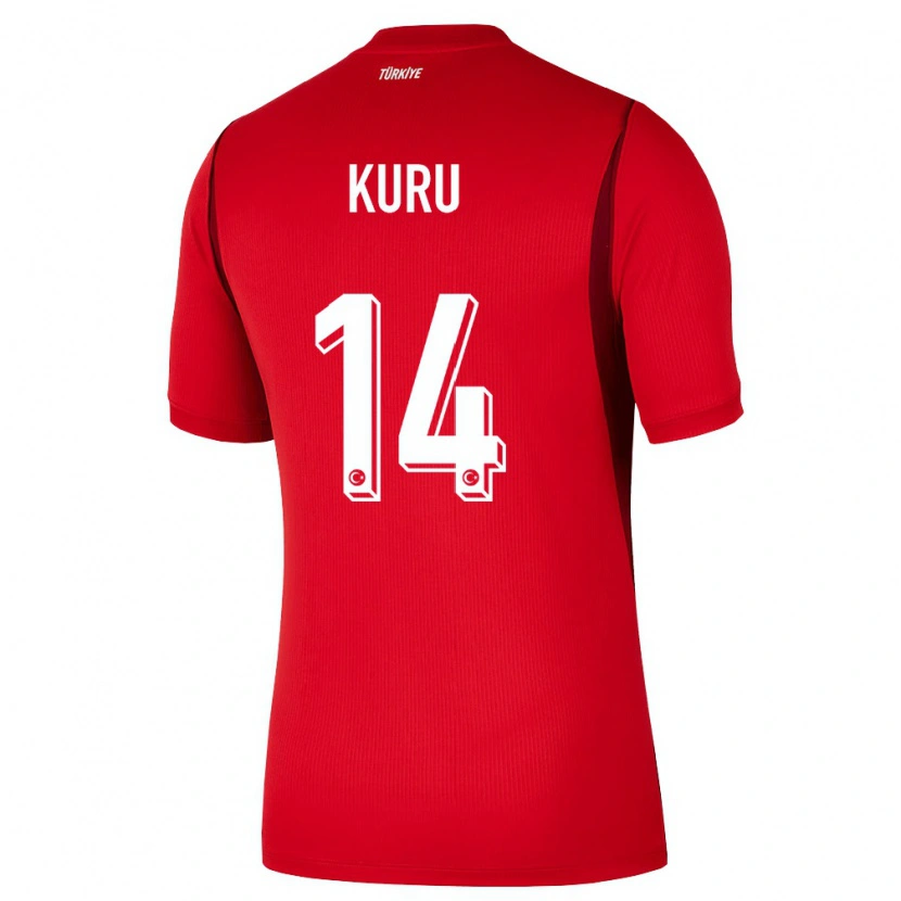 Danxen Niño Camiseta Turquía Büşra Kuru #14 Rojo Borgoña 1ª Equipación 26-28 La Camisa