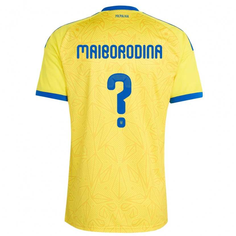Danxen Niño Camiseta Ucrania Iryna Maiborodina #0 Amarillo Azul 1ª Equipación 26-28 La Camisa
