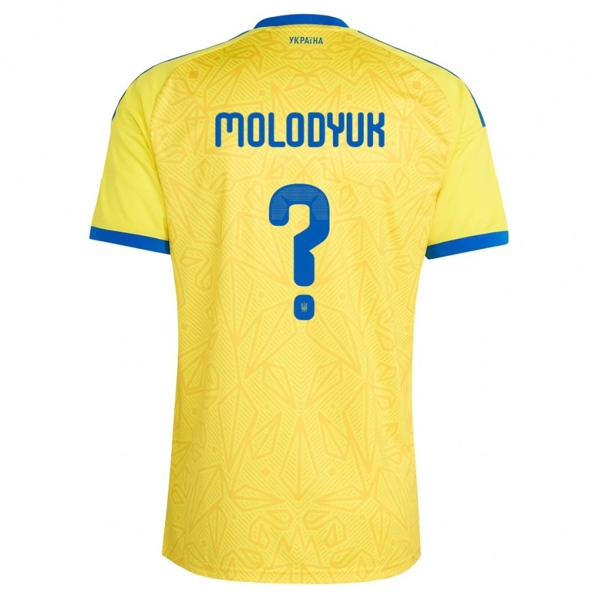 Danxen Niño Camiseta Ucrania Yelyzaveta Molodyuk #0 Amarillo Azul 1ª Equipación 26-28 La Camisa