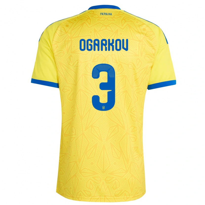 Danxen Niño Camiseta Ucrania Mykola Ogarkov #3 Amarillo Azul 1ª Equipación 26-28 La Camisa