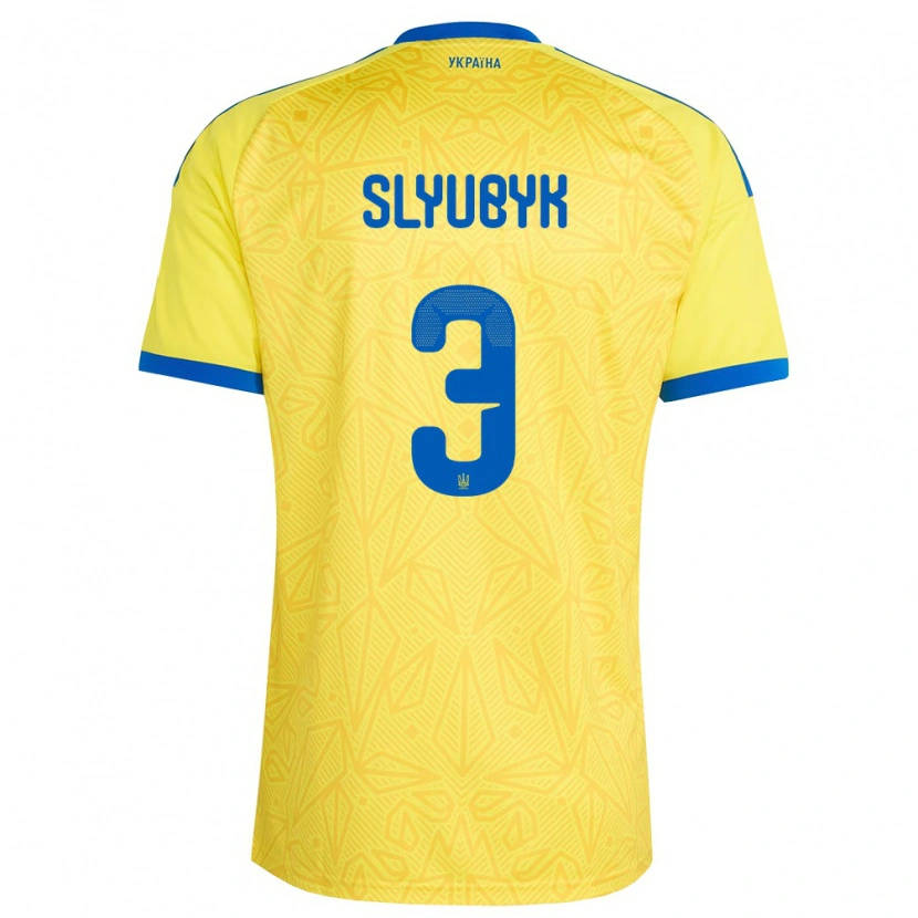 Danxen Niño Camiseta Ucrania Bogdan Slyubyk #3 Amarillo Azul 1ª Equipación 26-28 La Camisa