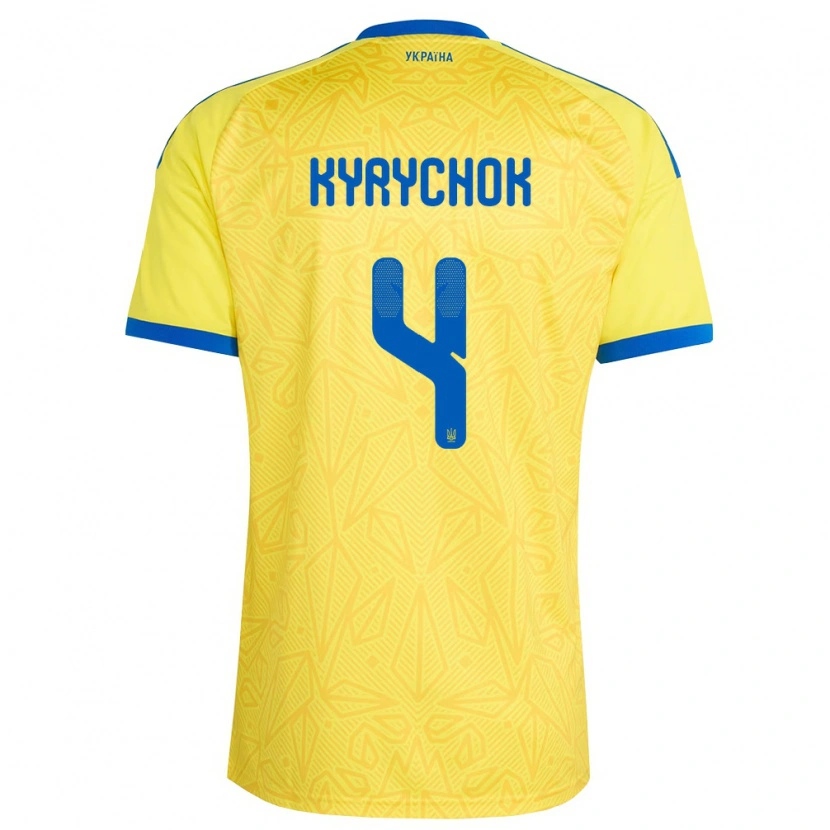 Danxen Niño Camiseta Ucrania Mykola Kyrychok #4 Amarillo Azul 1ª Equipación 26-28 La Camisa